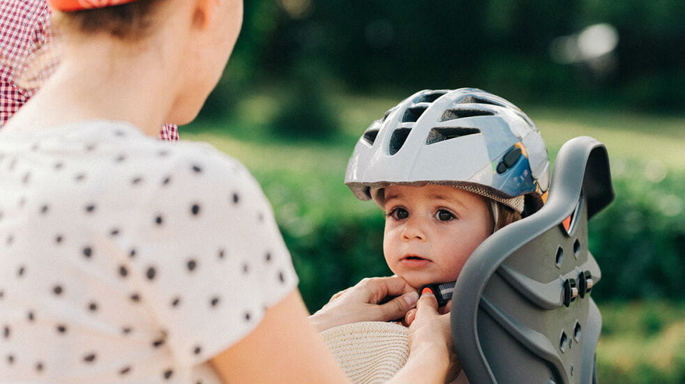 How to start family cycling - boy on a child's bike seat